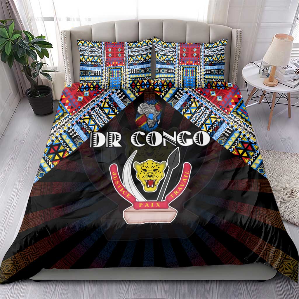 DR Congo Roots Bedding Set African Pride in Fingerprint and Tribal Colors DT02