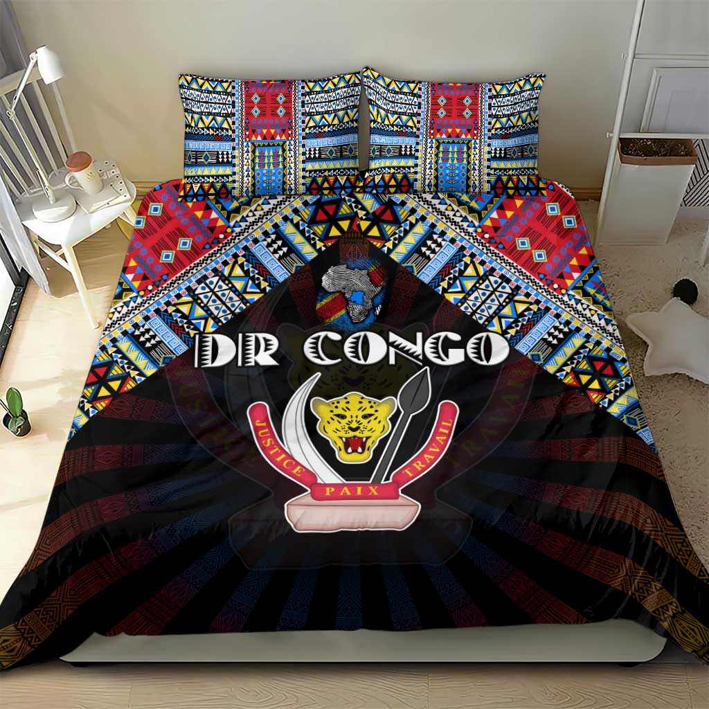 DR Congo Roots Bedding Set African Pride in Fingerprint and Tribal Colors DT02
