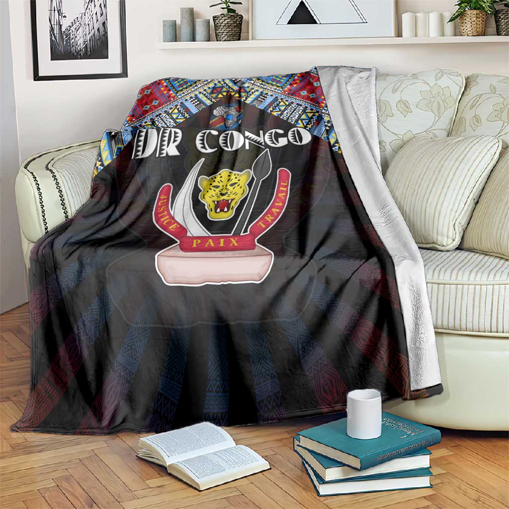 DR Congo Roots Blanket African Pride in Fingerprint and Tribal Colors DT02