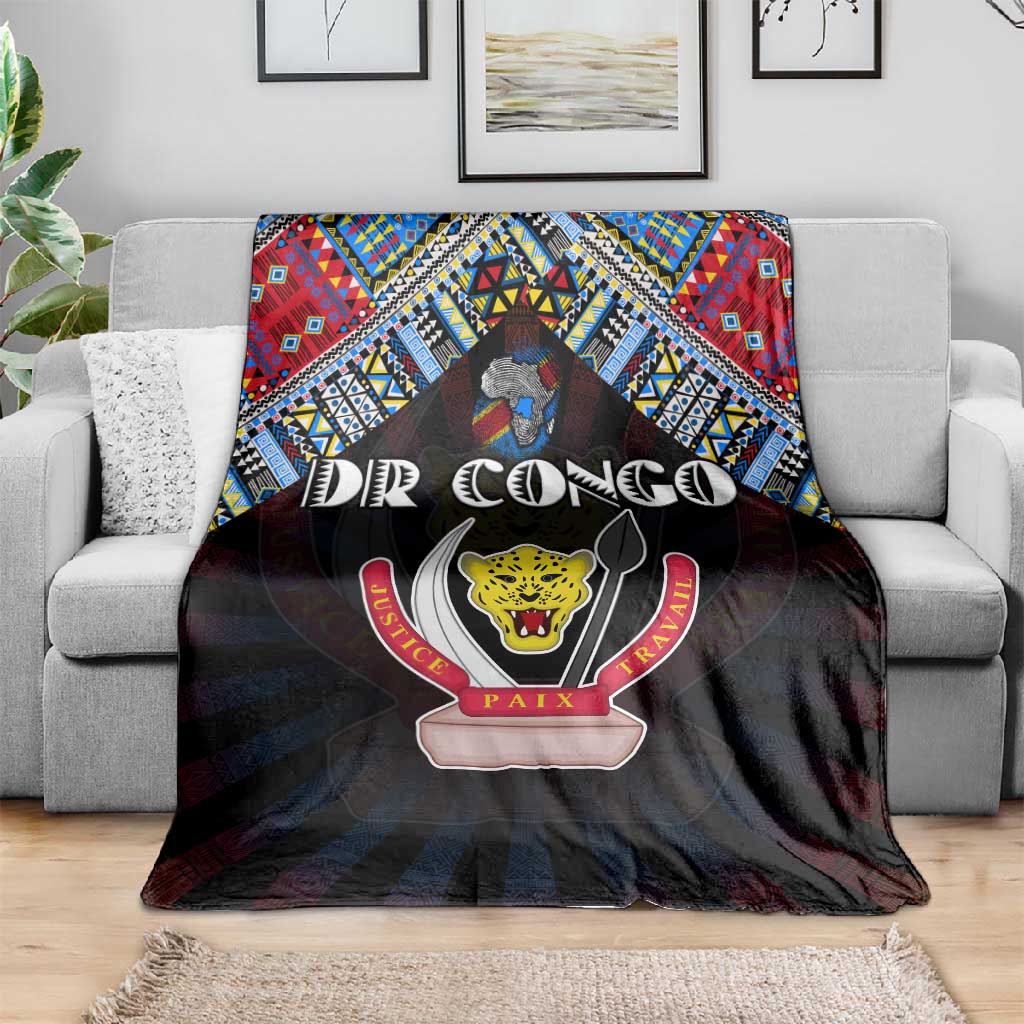 DR Congo Roots Blanket African Pride in Fingerprint and Tribal Colors DT02