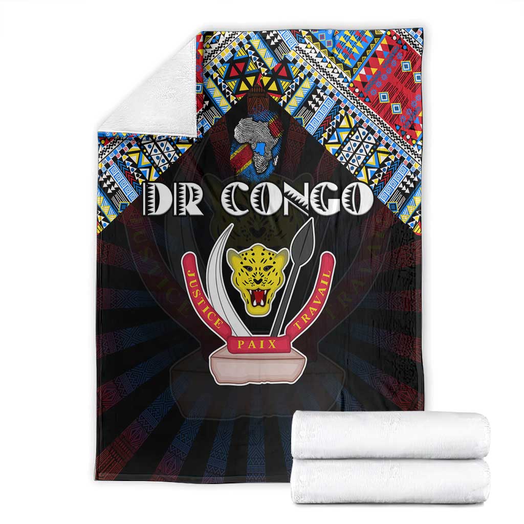 DR Congo Roots Blanket African Pride in Fingerprint and Tribal Colors DT02