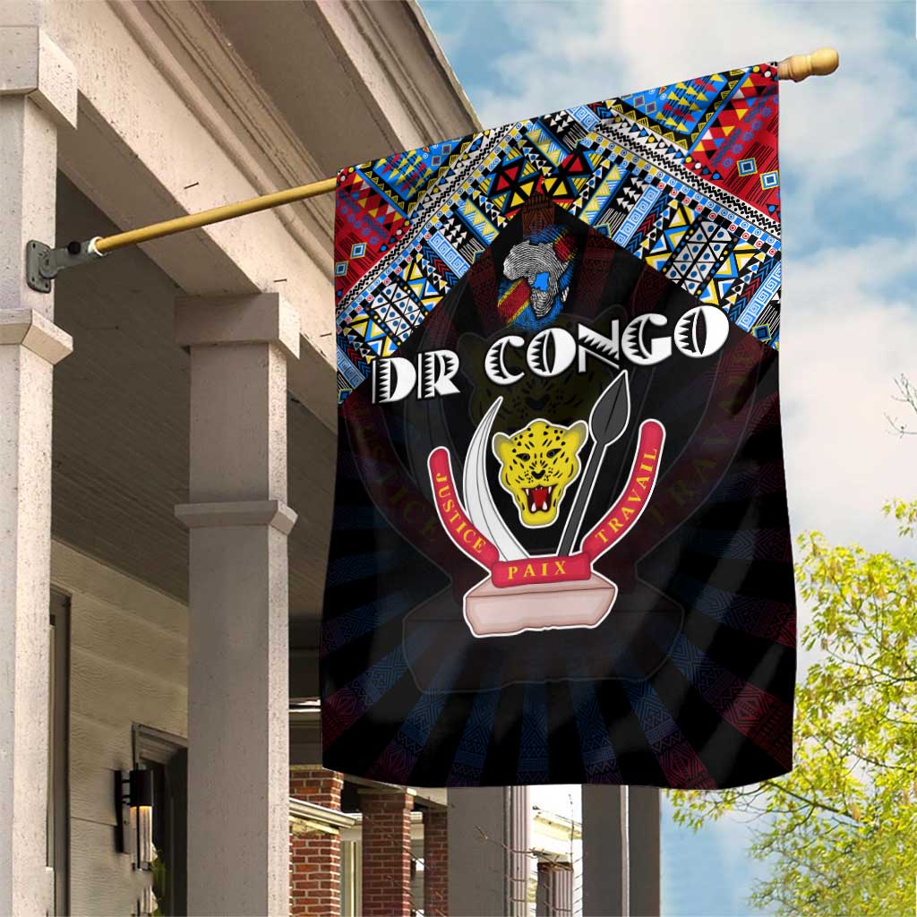 DR Congo Roots Garden Flag African Pride in Fingerprint and Tribal Colors DT02