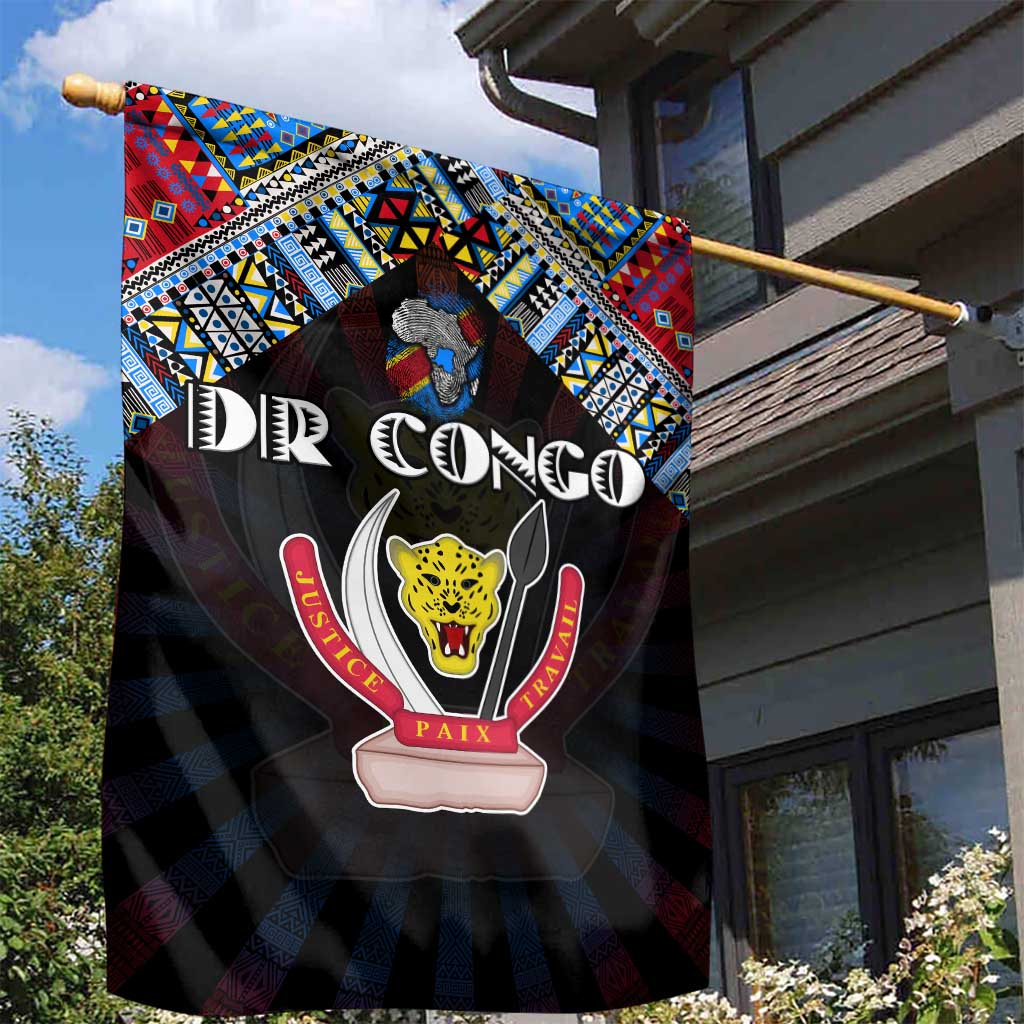 DR Congo Roots Garden Flag African Pride in Fingerprint and Tribal Colors DT02