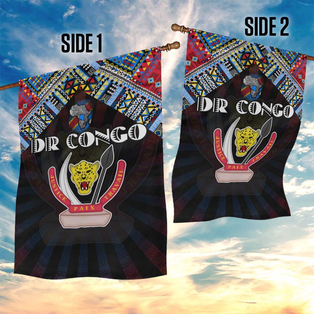 DR Congo Roots Garden Flag African Pride in Fingerprint and Tribal Colors DT02