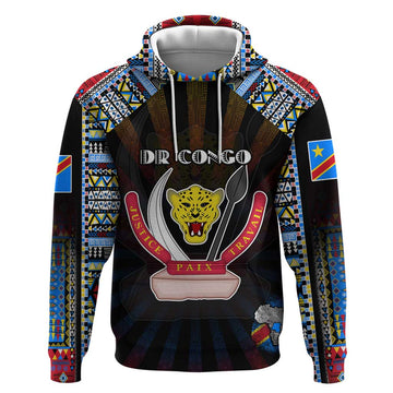 Personalized DR Congo Roots Hoodie African Map in Fingerprint and Tribal Colors DT02