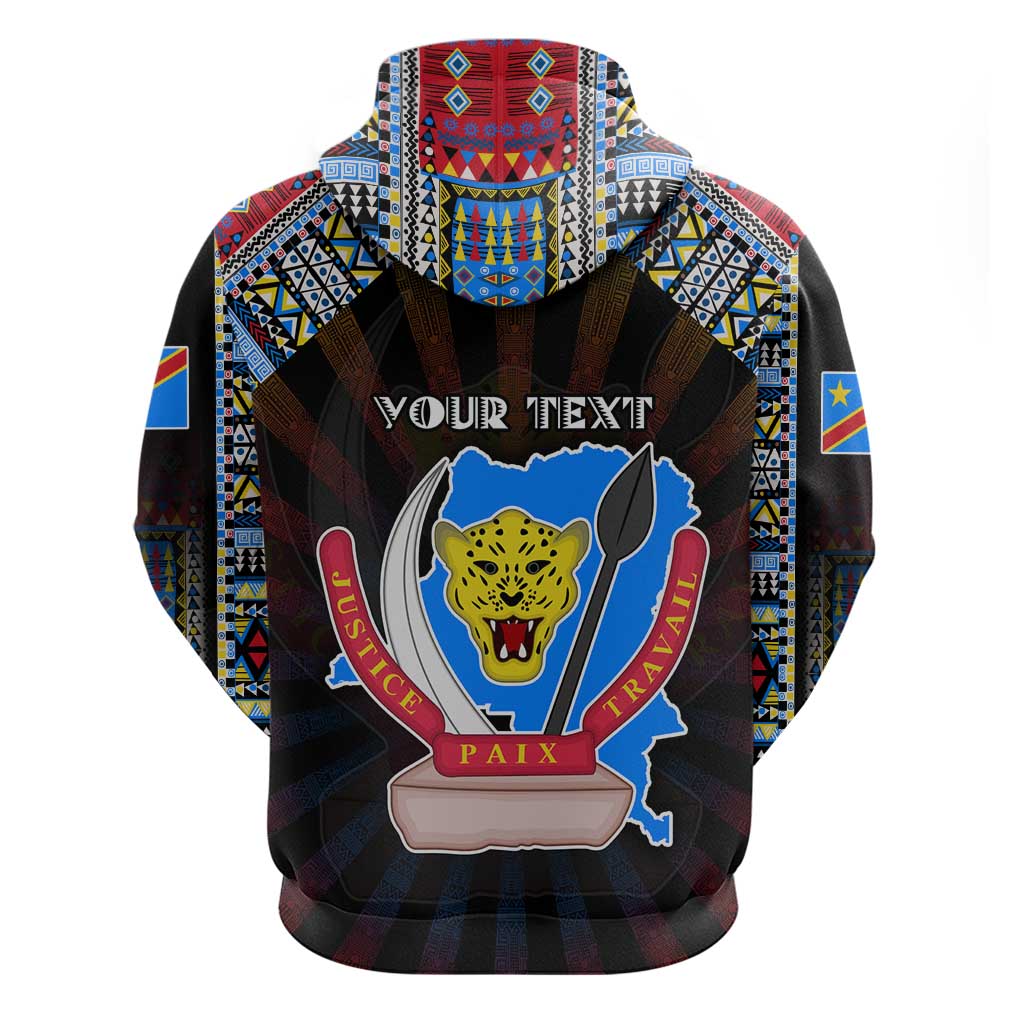 Personalized DR Congo Roots Hoodie African Map in Fingerprint and Tribal Colors DT02