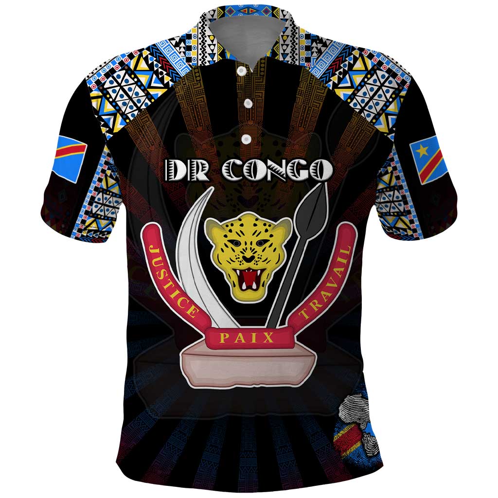 Personalized DR Congo Roots Polo Shirt African Map in Fingerprint and Tribal Colors DT02