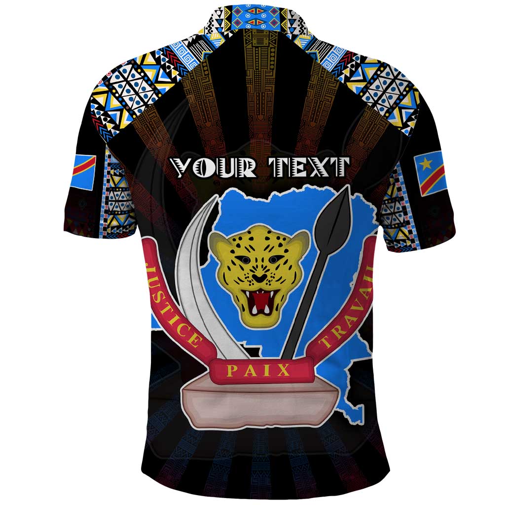 Personalized DR Congo Roots Polo Shirt African Map in Fingerprint and Tribal Colors DT02