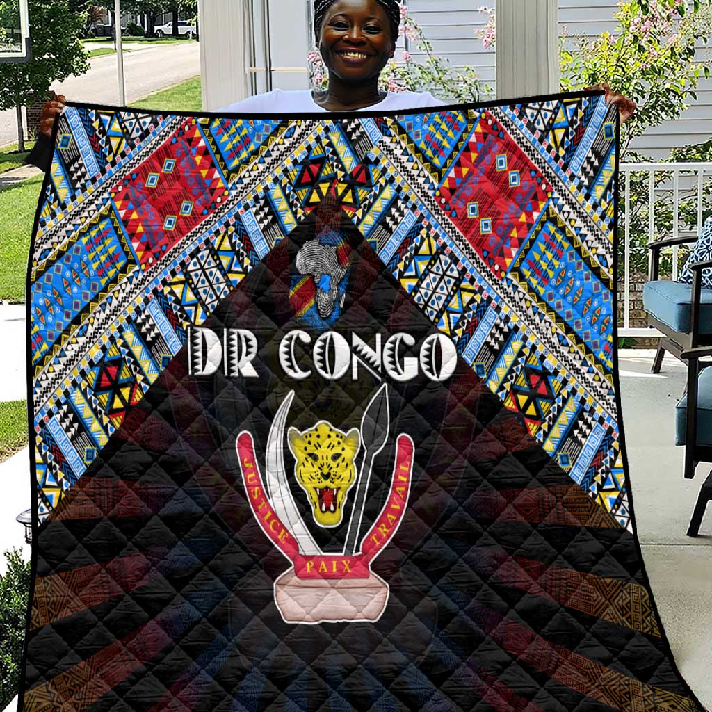 DR Congo Roots Quilt African Pride in Fingerprint and Tribal Colors DT02