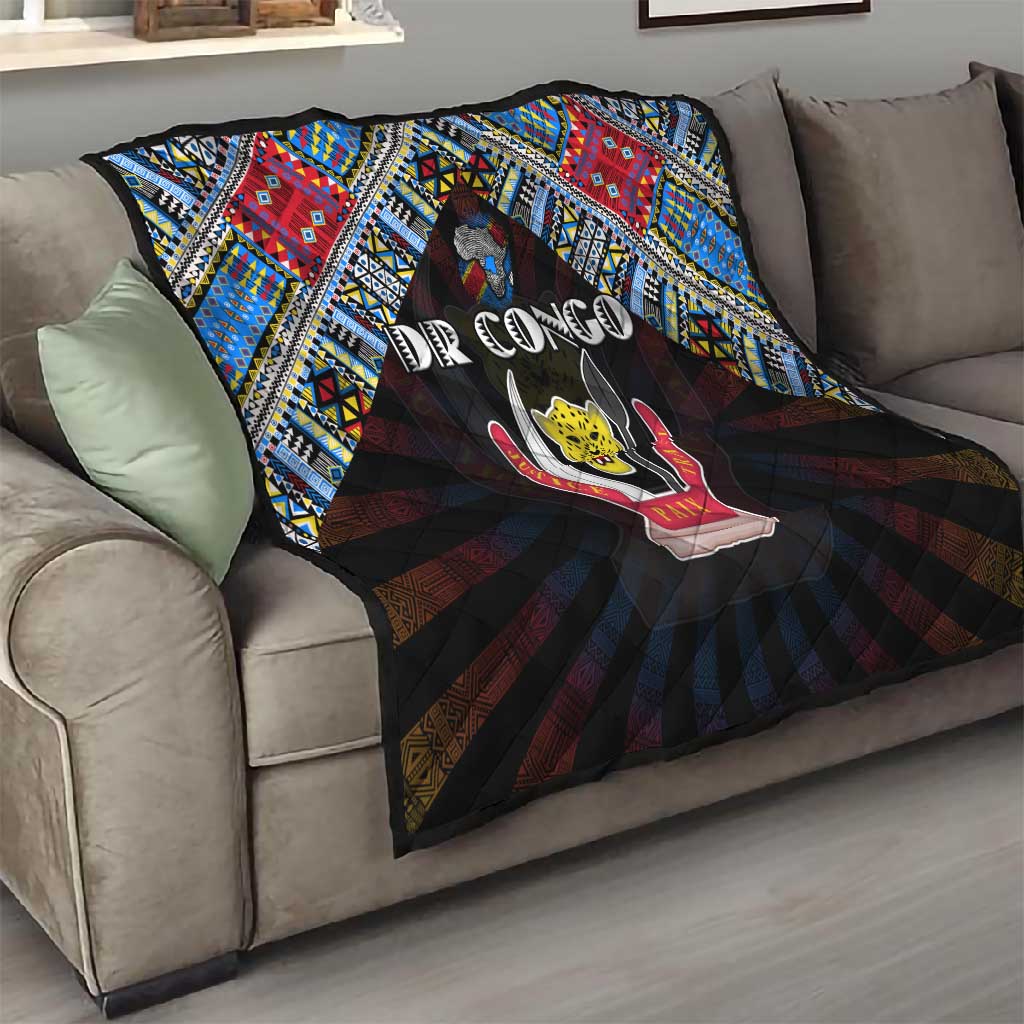 DR Congo Roots Quilt African Pride in Fingerprint and Tribal Colors DT02