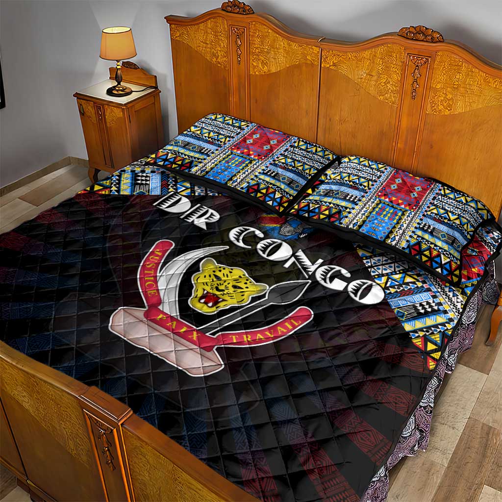DR Congo Roots Quilt Bed Set African Pride in Fingerprint and Tribal Colors DT02