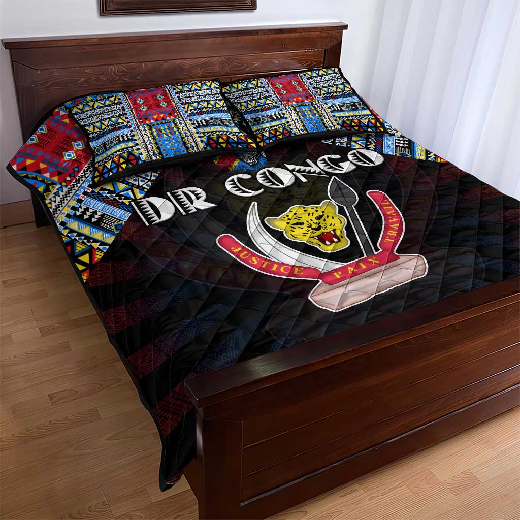 DR Congo Roots Quilt Bed Set African Pride in Fingerprint and Tribal Colors DT02