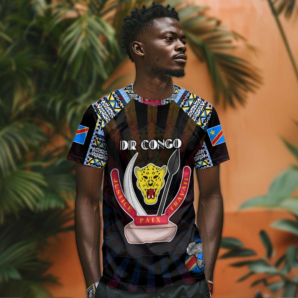 Personalized DR Congo Roots T shirt African Pride in Fingerprint and Tribal Colors DT02
