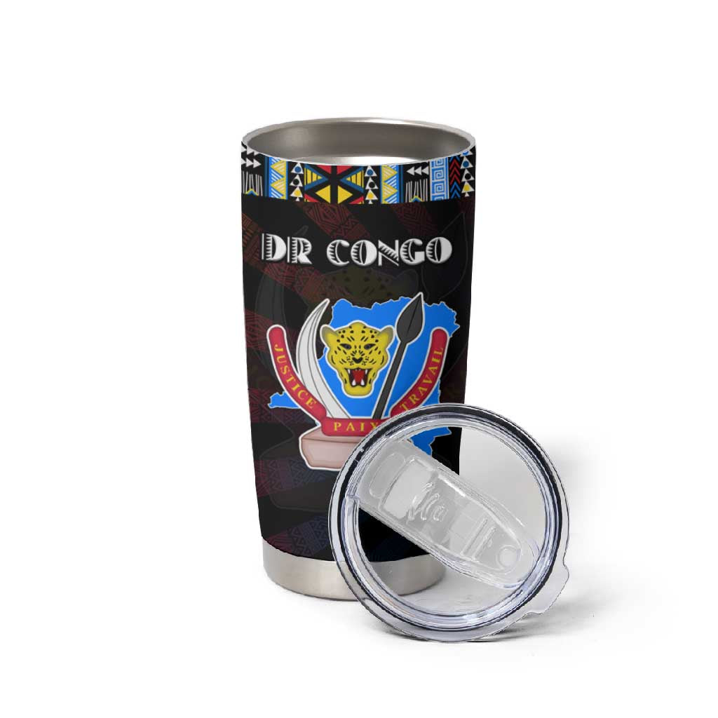 DR Congo Roots Tumbler Cup African Pride in Fingerprint and Tribal Colors DT02