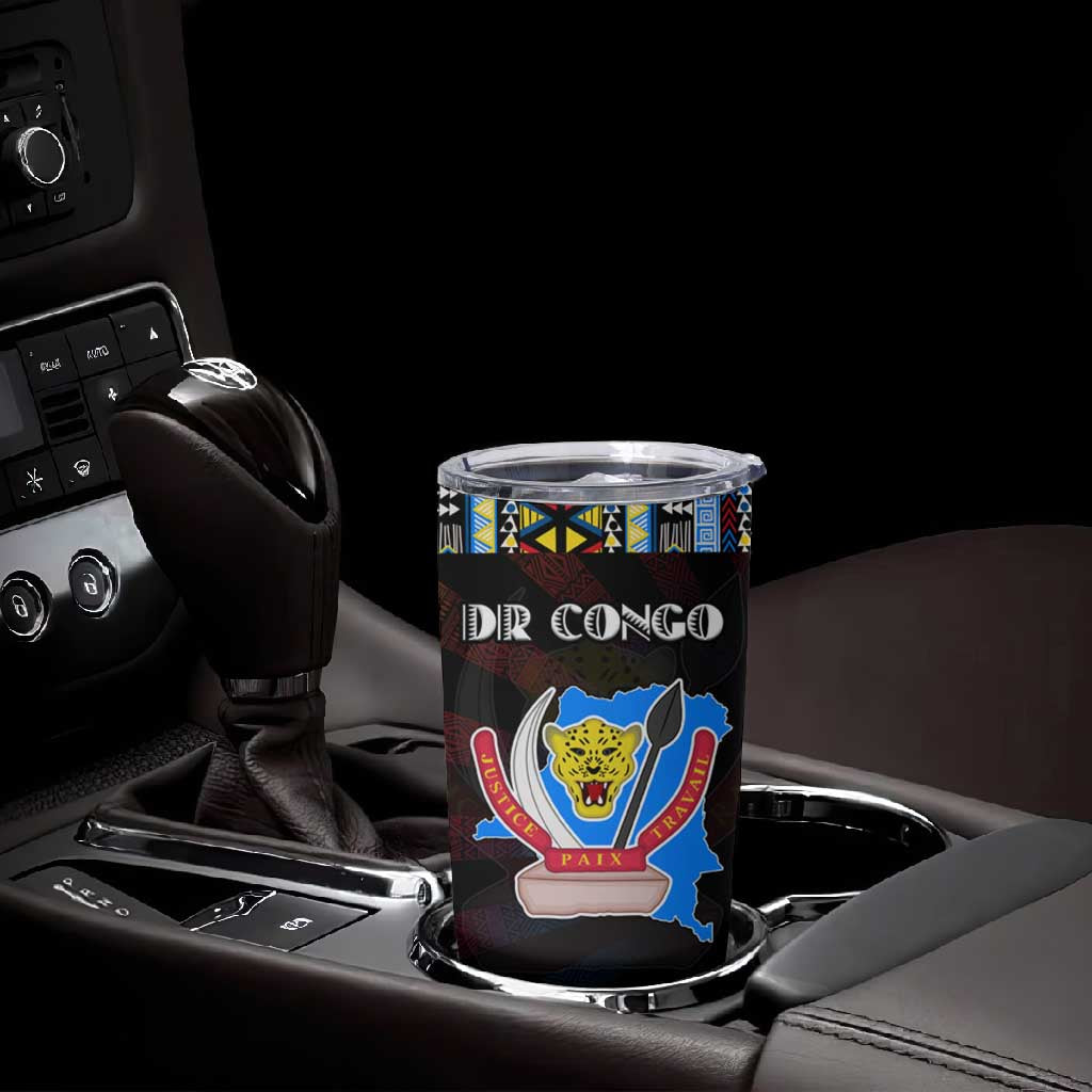 DR Congo Roots Tumbler Cup African Pride in Fingerprint and Tribal Colors DT02