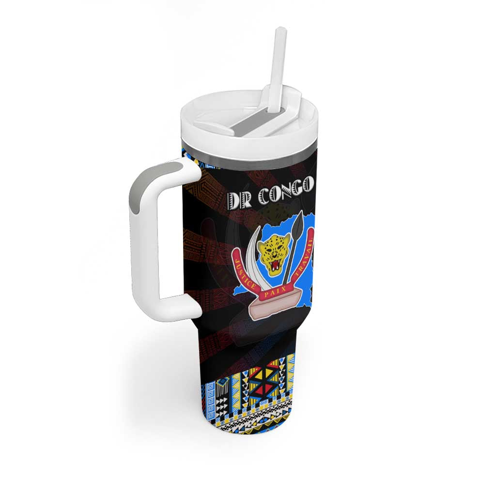 DR Congo Roots Tumbler With Handle African Pride in Fingerprint and Tribal Colors DT02