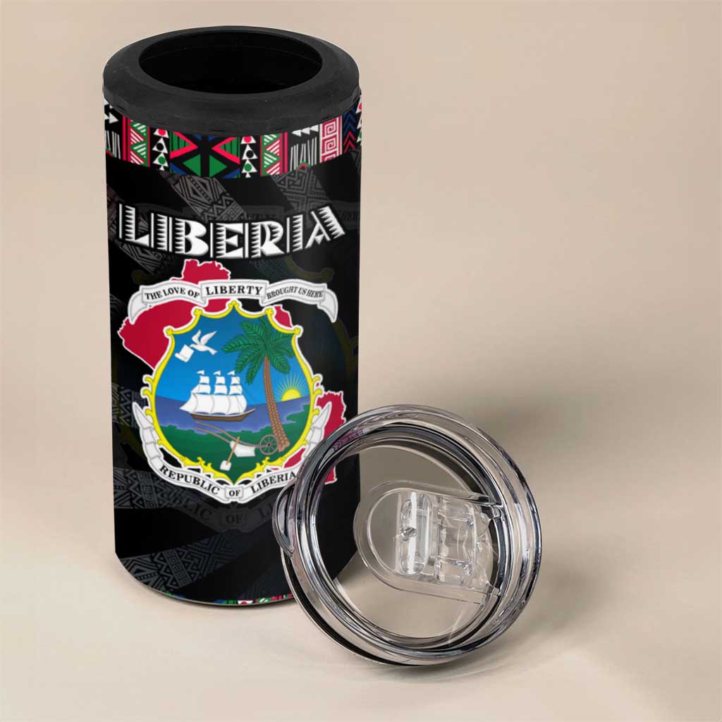 Liberia Roots 4 in 1 Can Cooler Tumbler African Pride in Fingerprint and Tribal Colors DT02