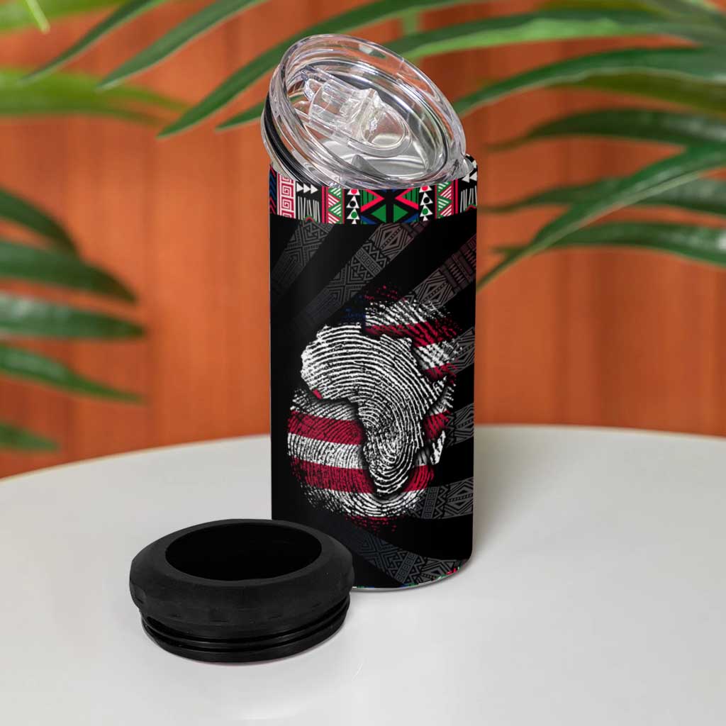 Liberia Roots 4 in 1 Can Cooler Tumbler African Pride in Fingerprint and Tribal Colors DT02