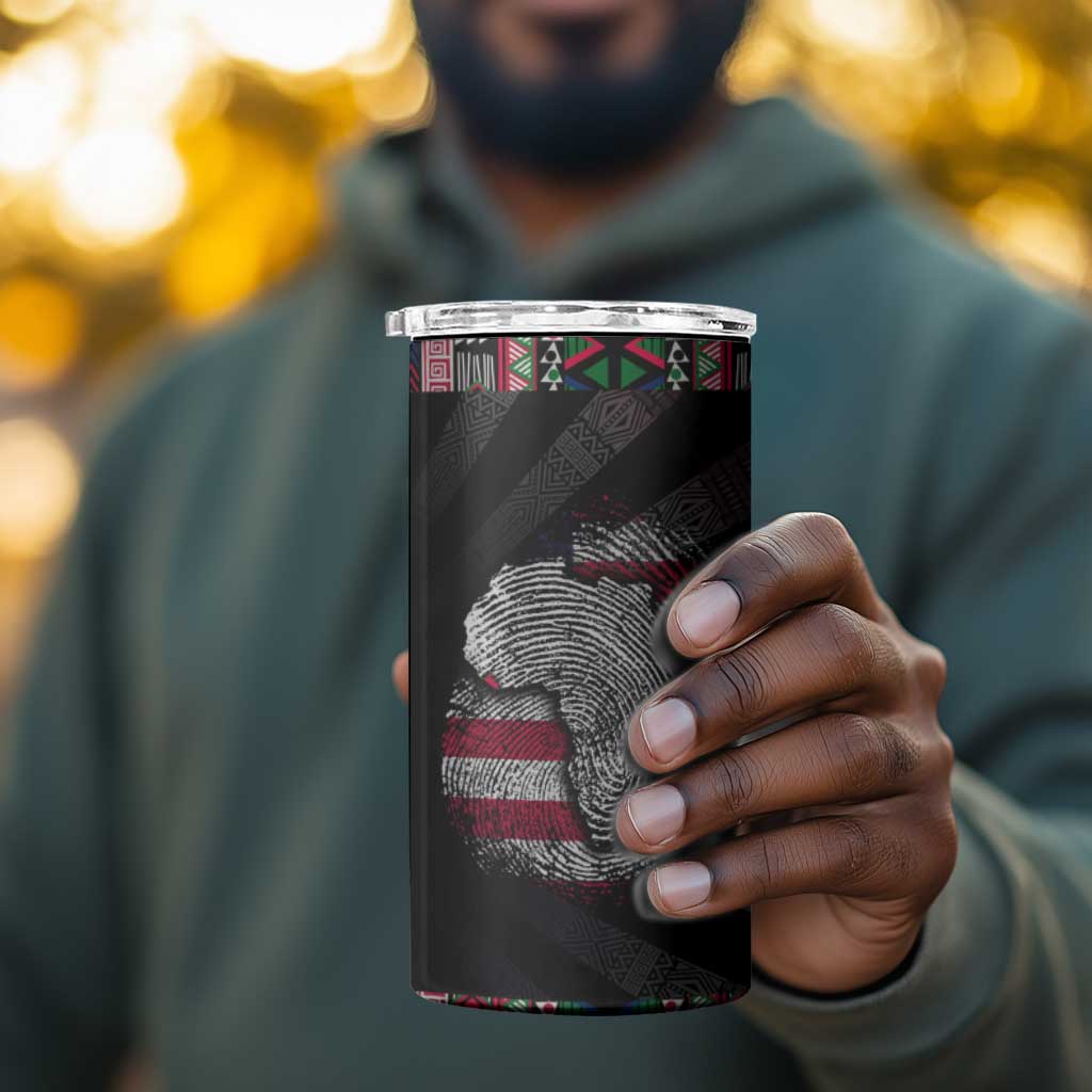 Liberia Roots 4 in 1 Can Cooler Tumbler African Pride in Fingerprint and Tribal Colors DT02