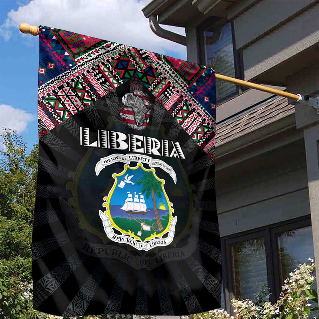 Liberia Roots Garden Flag African Pride in Fingerprint and Tribal Colors DT02