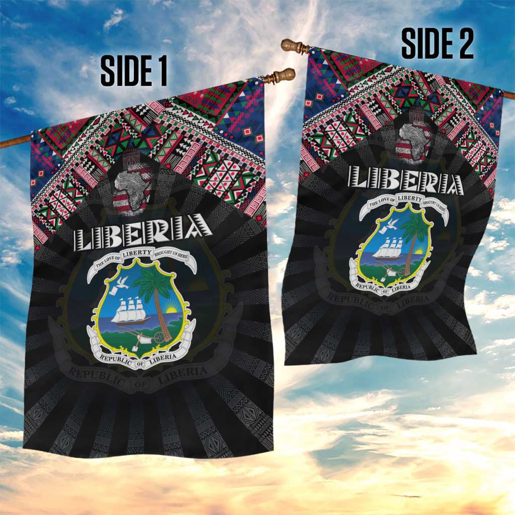 Liberia Roots Garden Flag African Pride in Fingerprint and Tribal Colors DT02