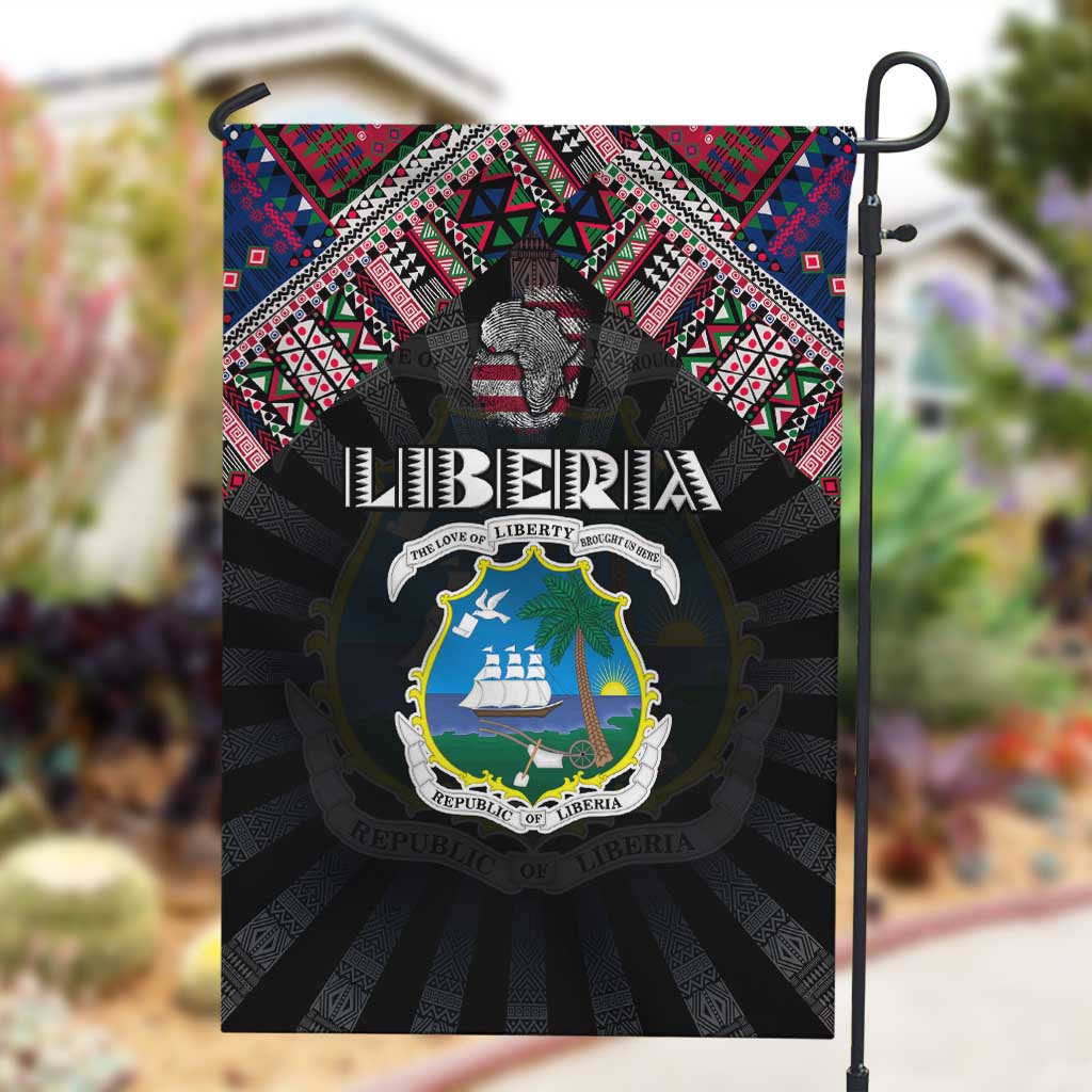 Liberia Roots Garden Flag African Pride in Fingerprint and Tribal Colors DT02