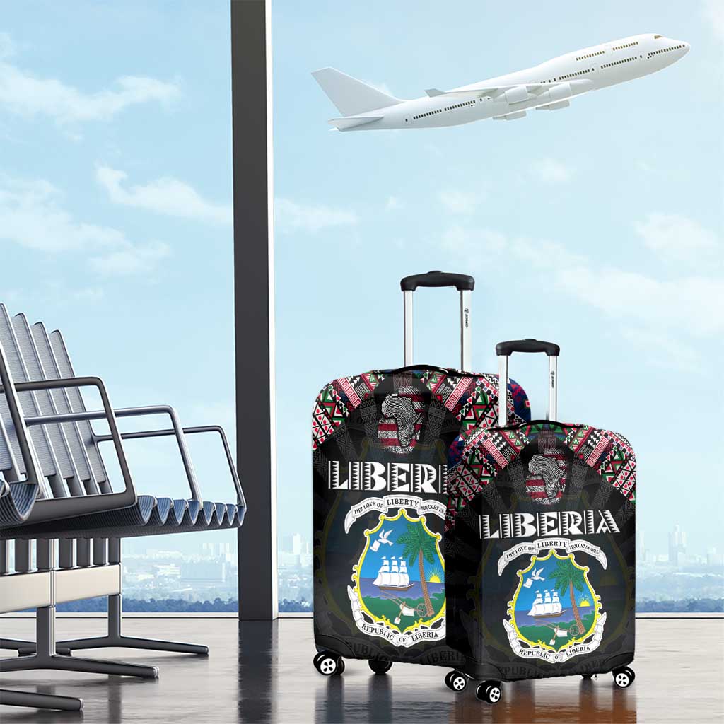 Liberia Roots Luggage Cover African Map in Fingerprint and Tribal Colors DT02