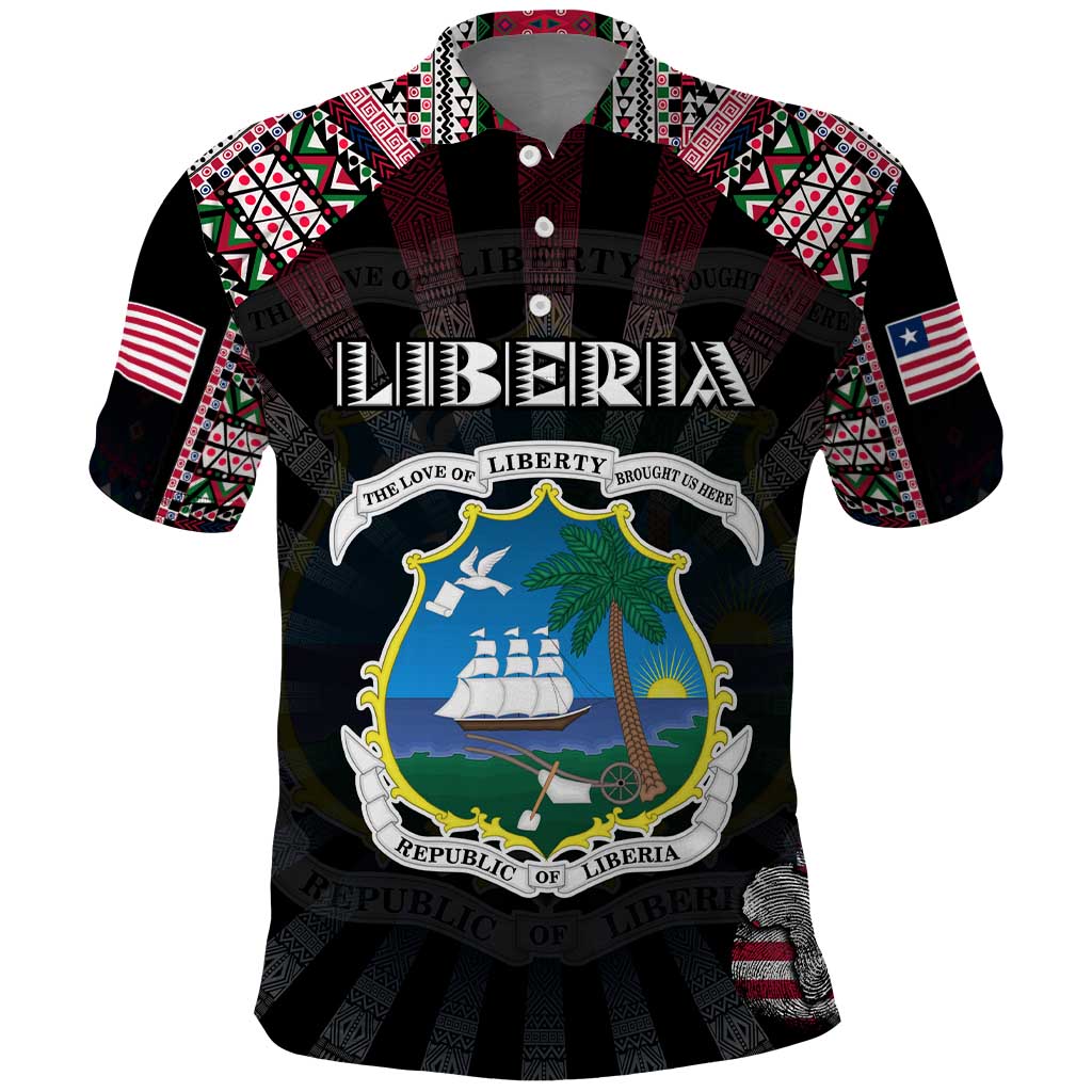 Personalized Liberia Roots Polo Shirt African Map in Fingerprint and Tribal Colors DT02