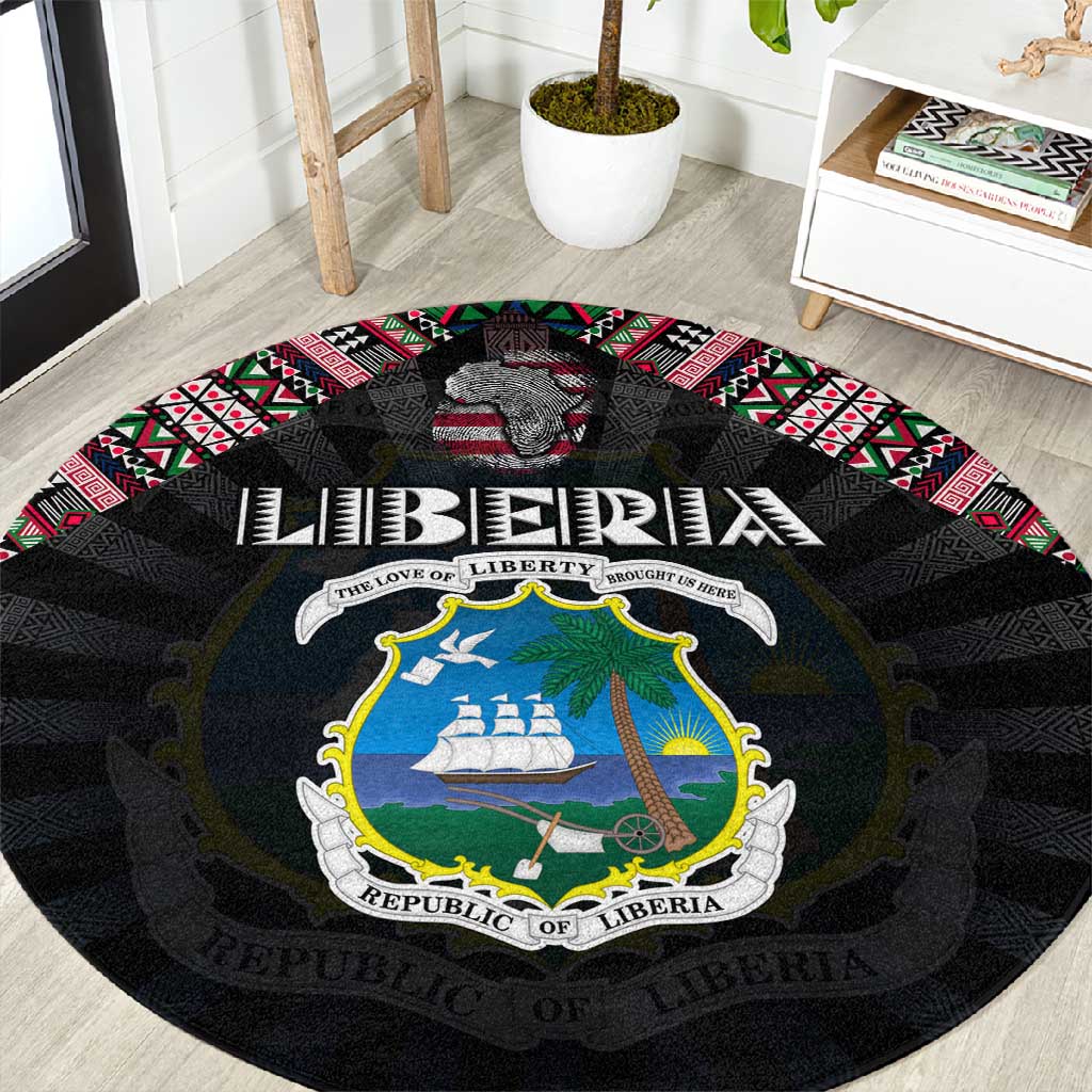 Liberia Roots Round Carpet African Pride in Fingerprint and Tribal Colors DT02