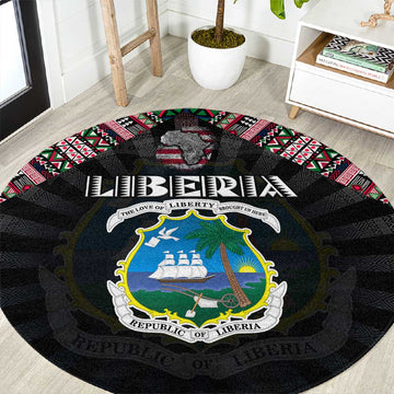 Liberia Roots Round Carpet African Pride in Fingerprint and Tribal Colors DT02
