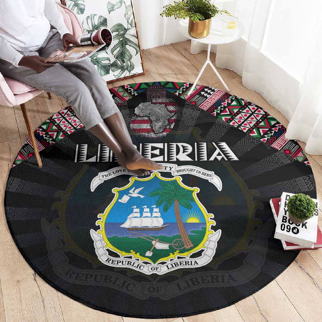 Liberia Roots Round Carpet African Pride in Fingerprint and Tribal Colors DT02
