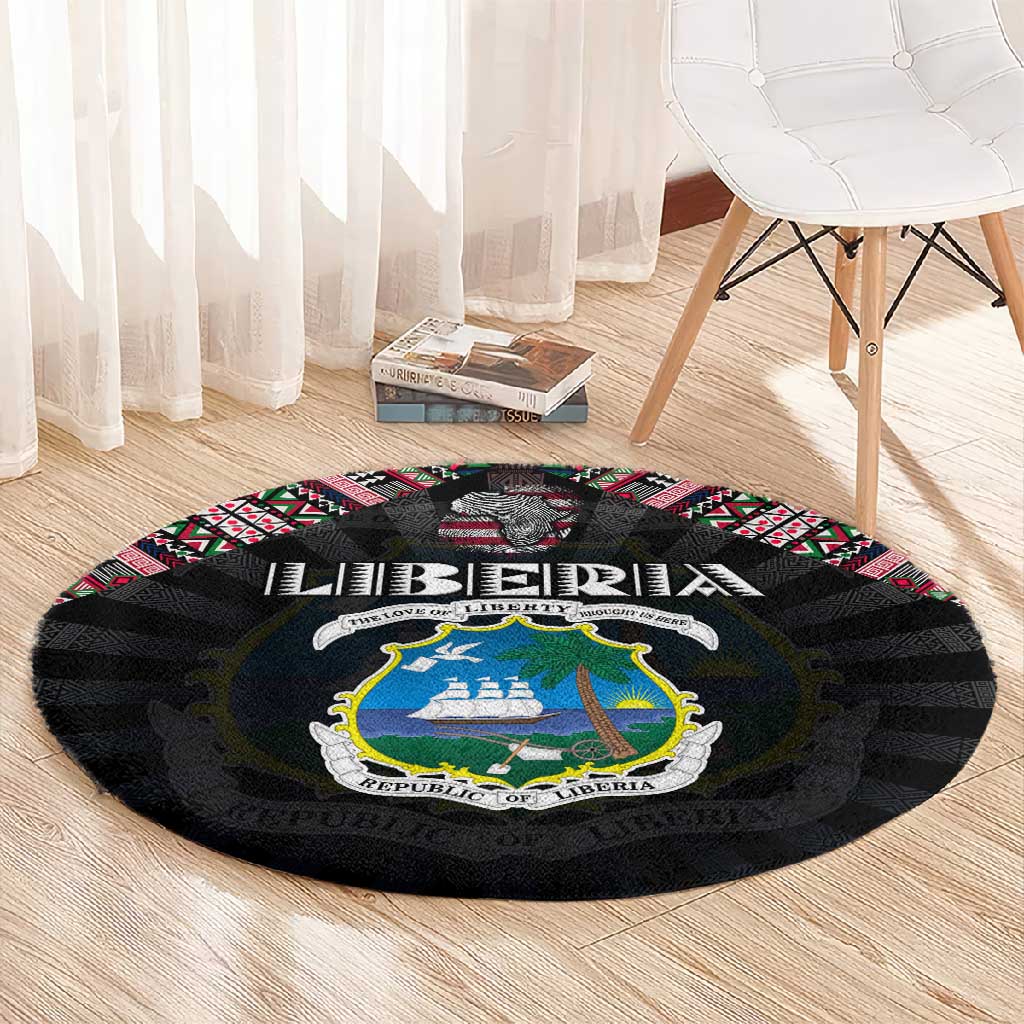 Liberia Roots Round Carpet African Pride in Fingerprint and Tribal Colors DT02