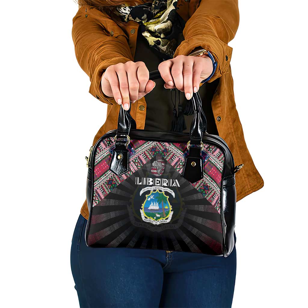 Liberia Roots Shoulder Handbag African Map in Fingerprint and Tribal Colors DT02