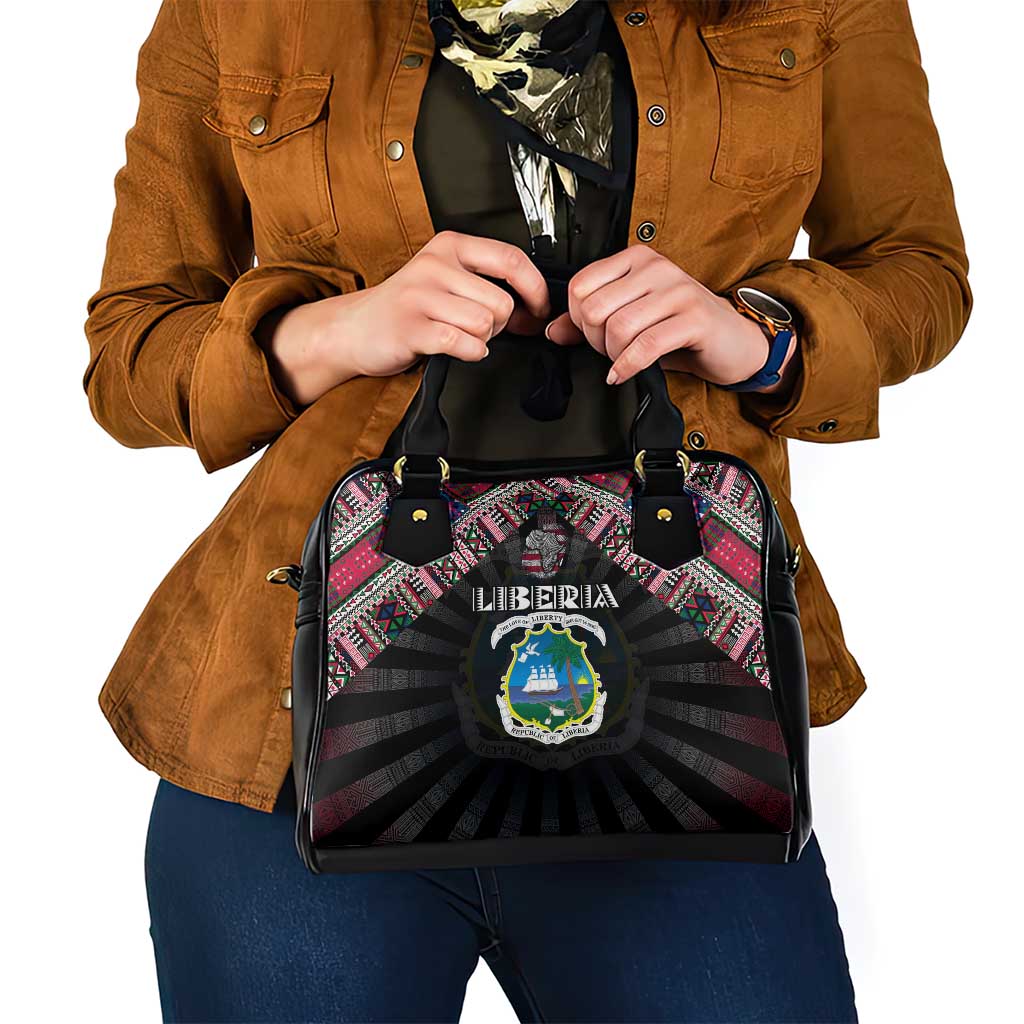 Liberia Roots Shoulder Handbag African Map in Fingerprint and Tribal Colors DT02