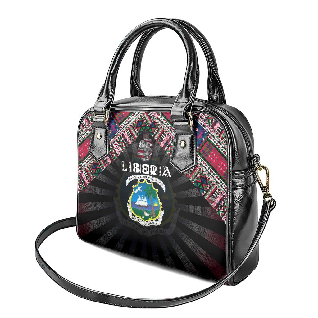 Liberia Roots Shoulder Handbag African Map in Fingerprint and Tribal Colors DT02