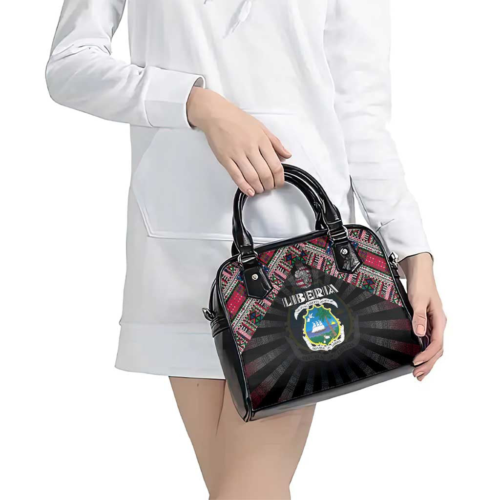 Liberia Roots Shoulder Handbag African Map in Fingerprint and Tribal Colors DT02