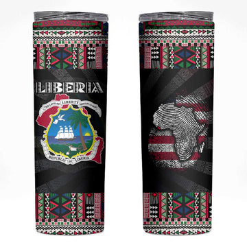 Liberia Roots Skinny Tumbler African Pride in Fingerprint and Tribal Colors DT02