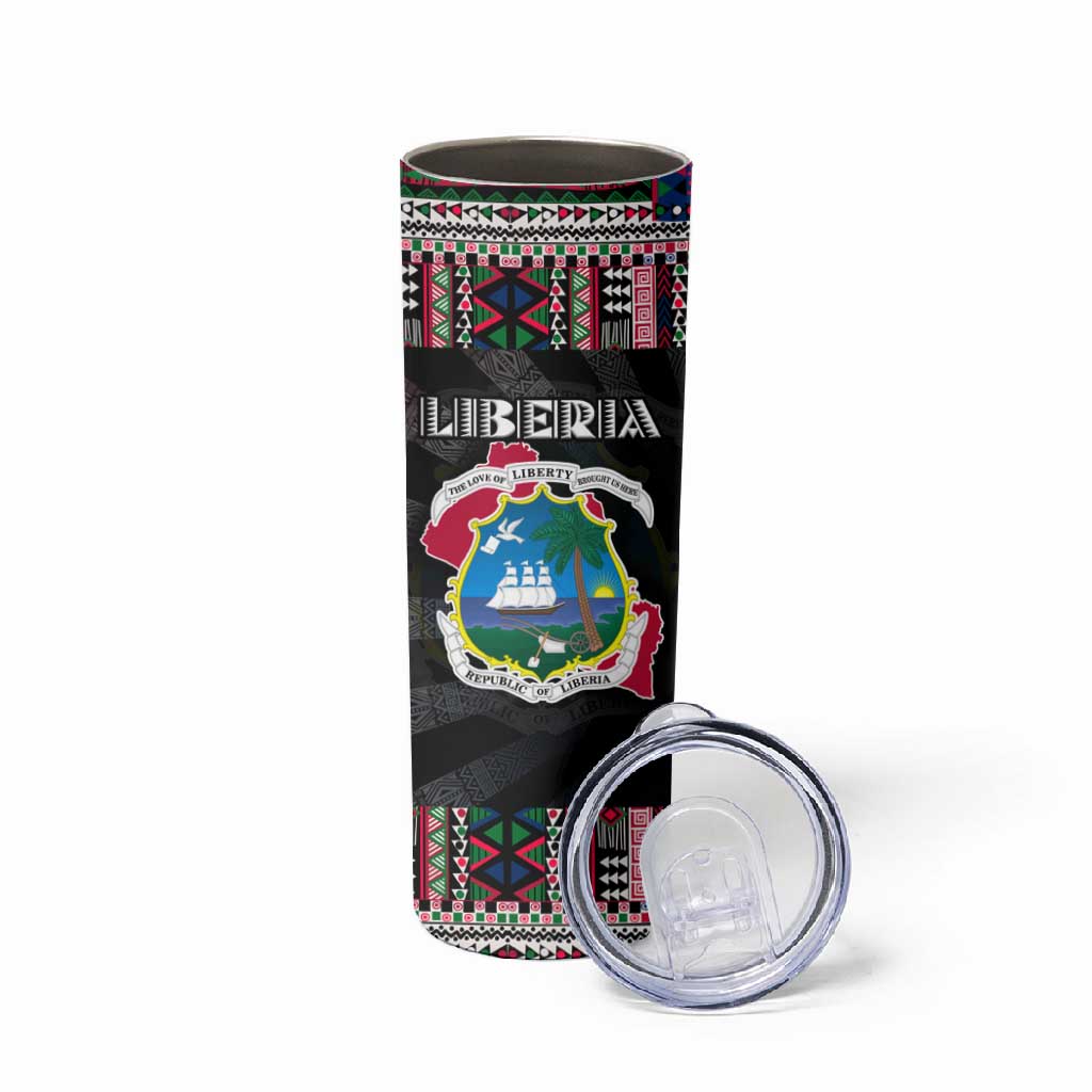 Liberia Roots Skinny Tumbler African Pride in Fingerprint and Tribal Colors DT02