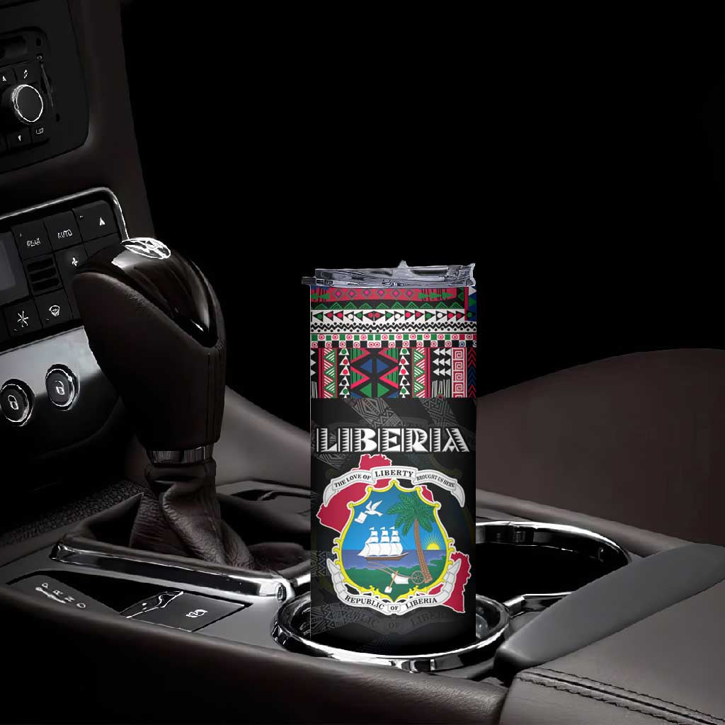 Liberia Roots Skinny Tumbler African Pride in Fingerprint and Tribal Colors DT02