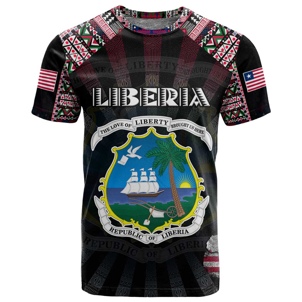 Personalized Liberia Roots T shirt African Pride in Fingerprint and Tribal Colors DT02