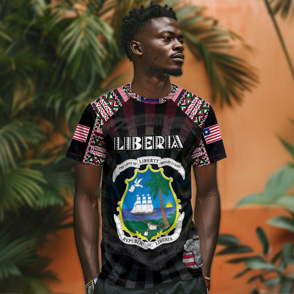 Personalized Liberia Roots T shirt African Pride in Fingerprint and Tribal Colors DT02