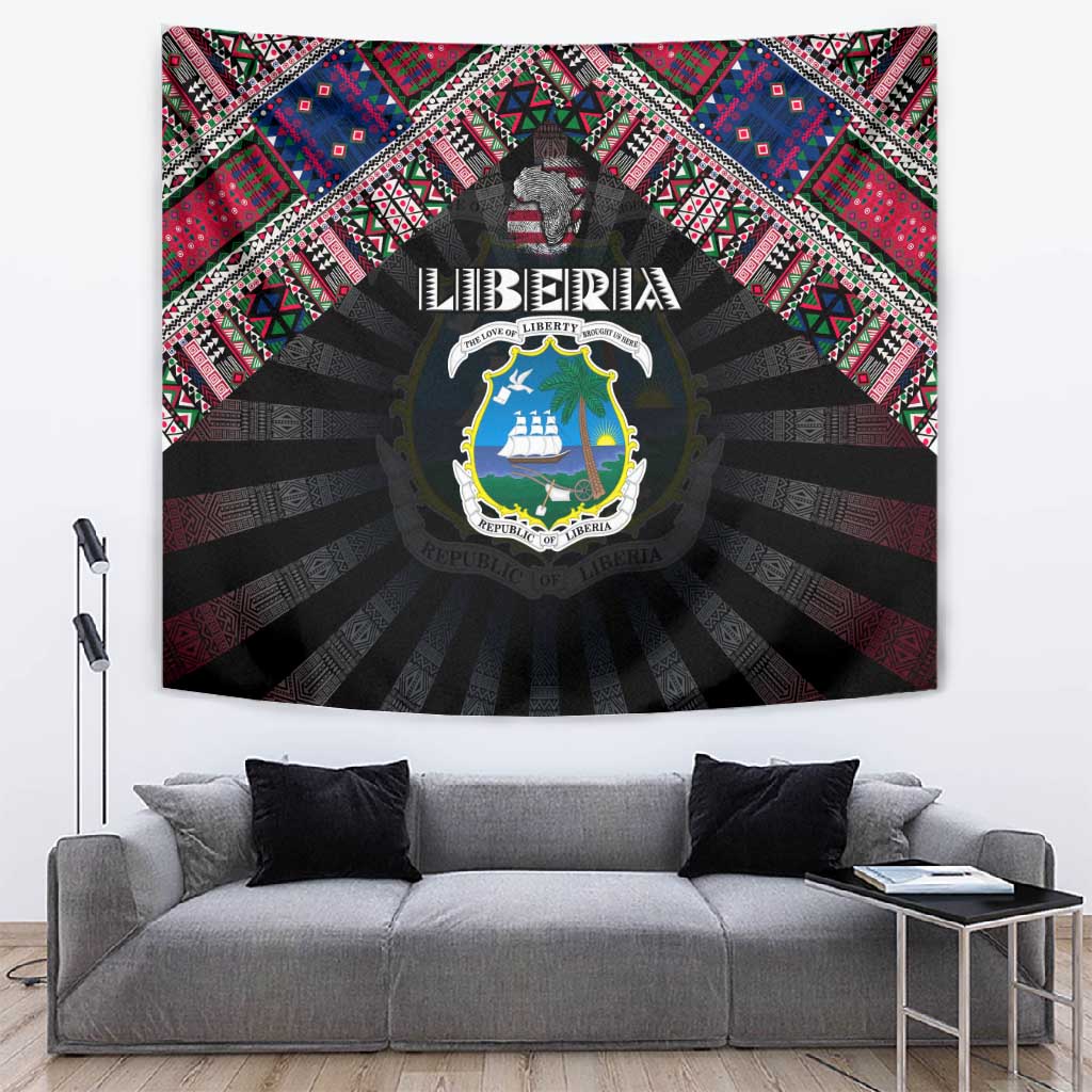 Liberia Roots Tapestry African Pride in Fingerprint and Tribal Colors DT02