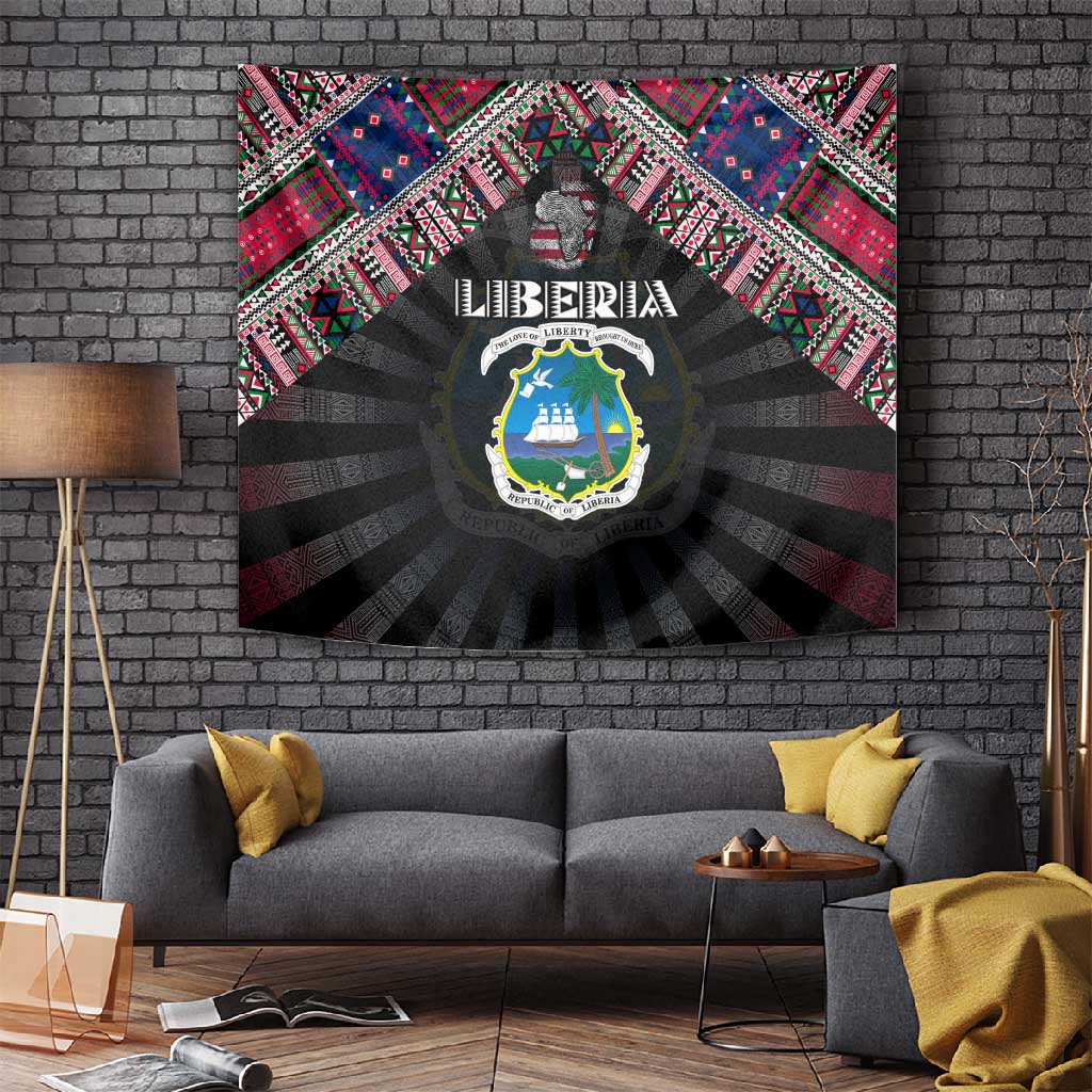 Liberia Roots Tapestry African Pride in Fingerprint and Tribal Colors DT02