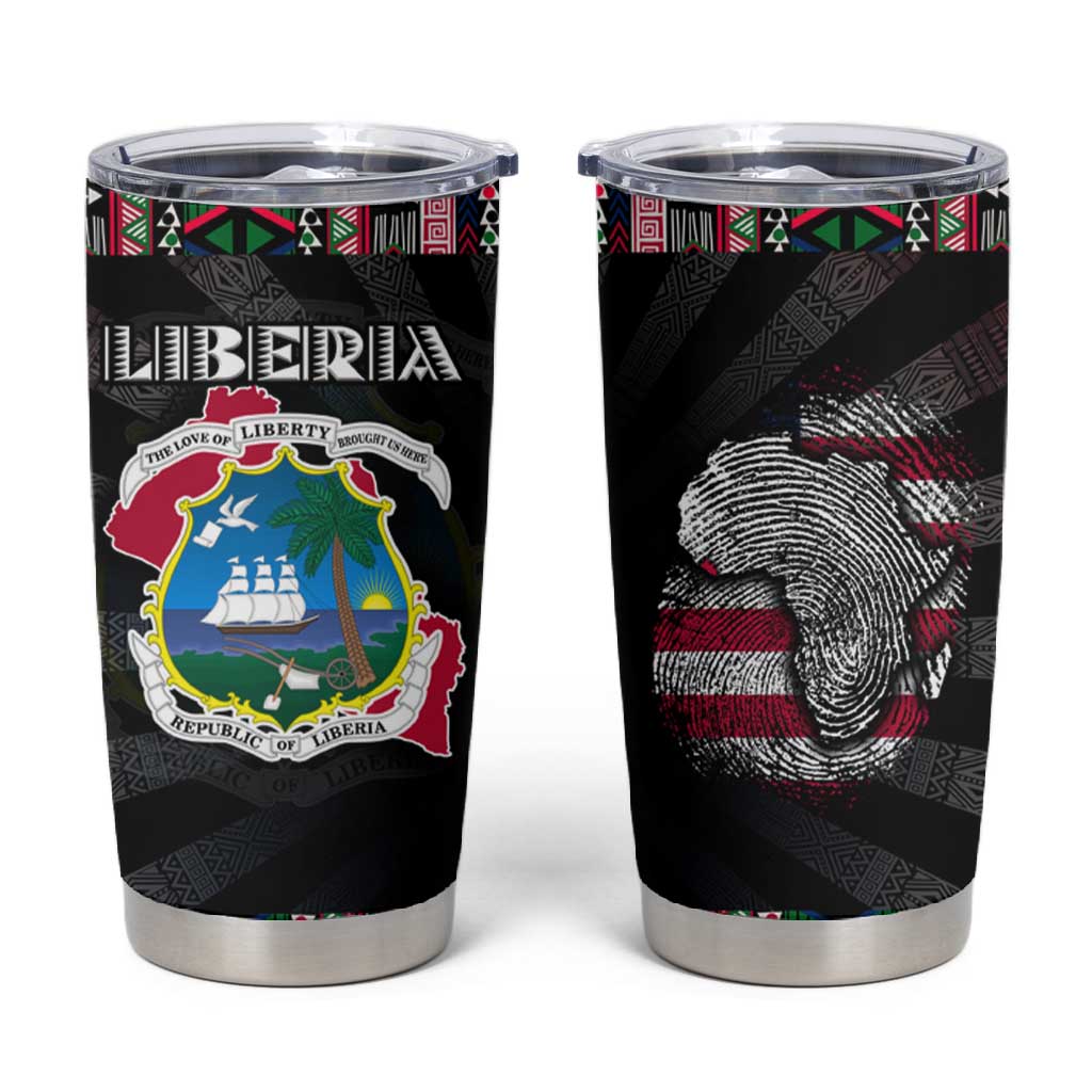 Liberia Roots Tumbler Cup African Pride in Fingerprint and Tribal Colors DT02