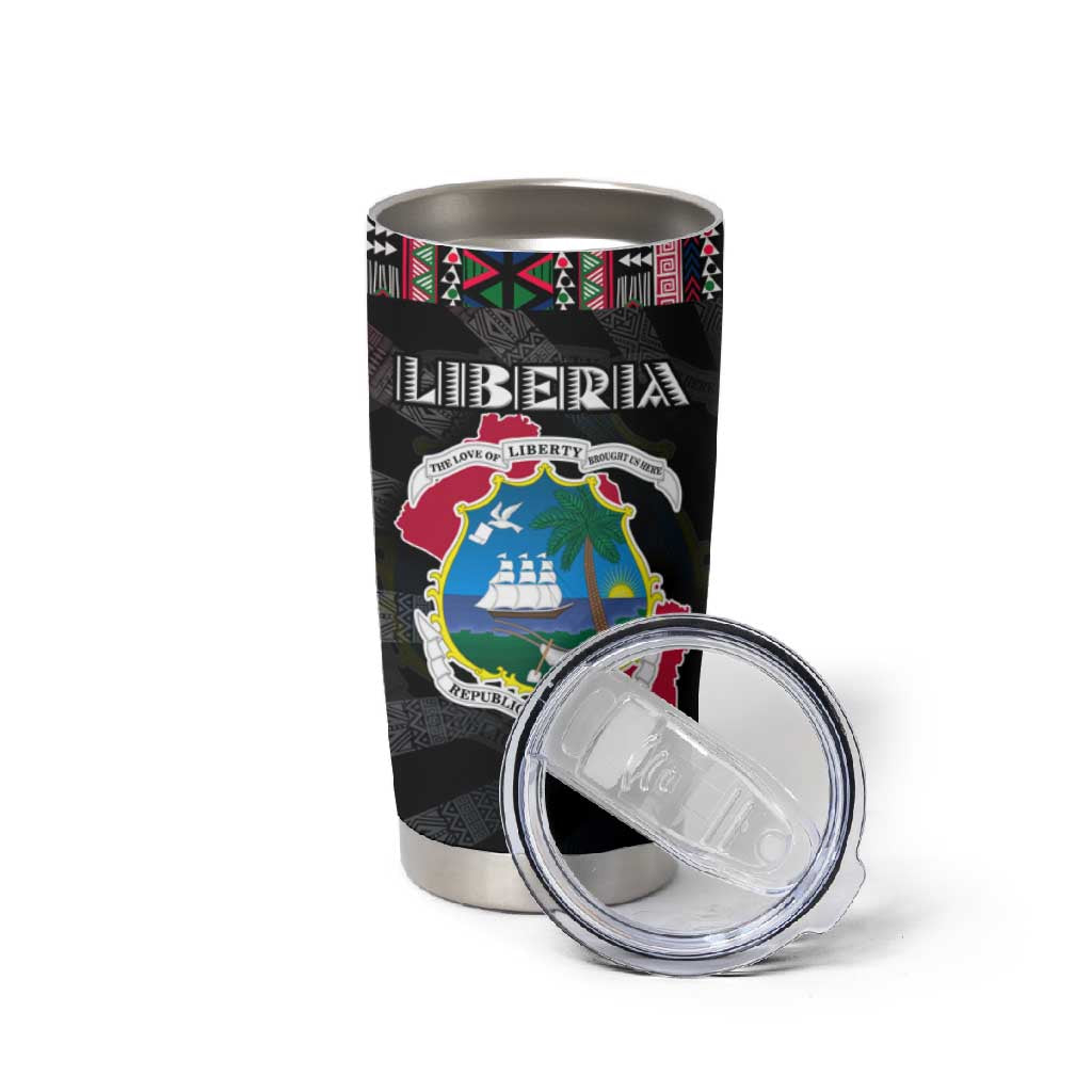 Liberia Roots Tumbler Cup African Pride in Fingerprint and Tribal Colors DT02