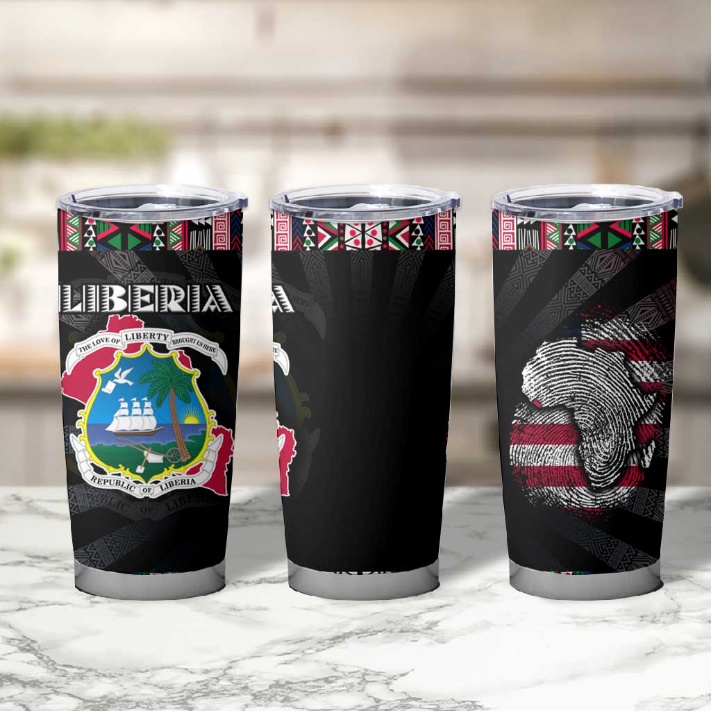 Liberia Roots Tumbler Cup African Pride in Fingerprint and Tribal Colors DT02