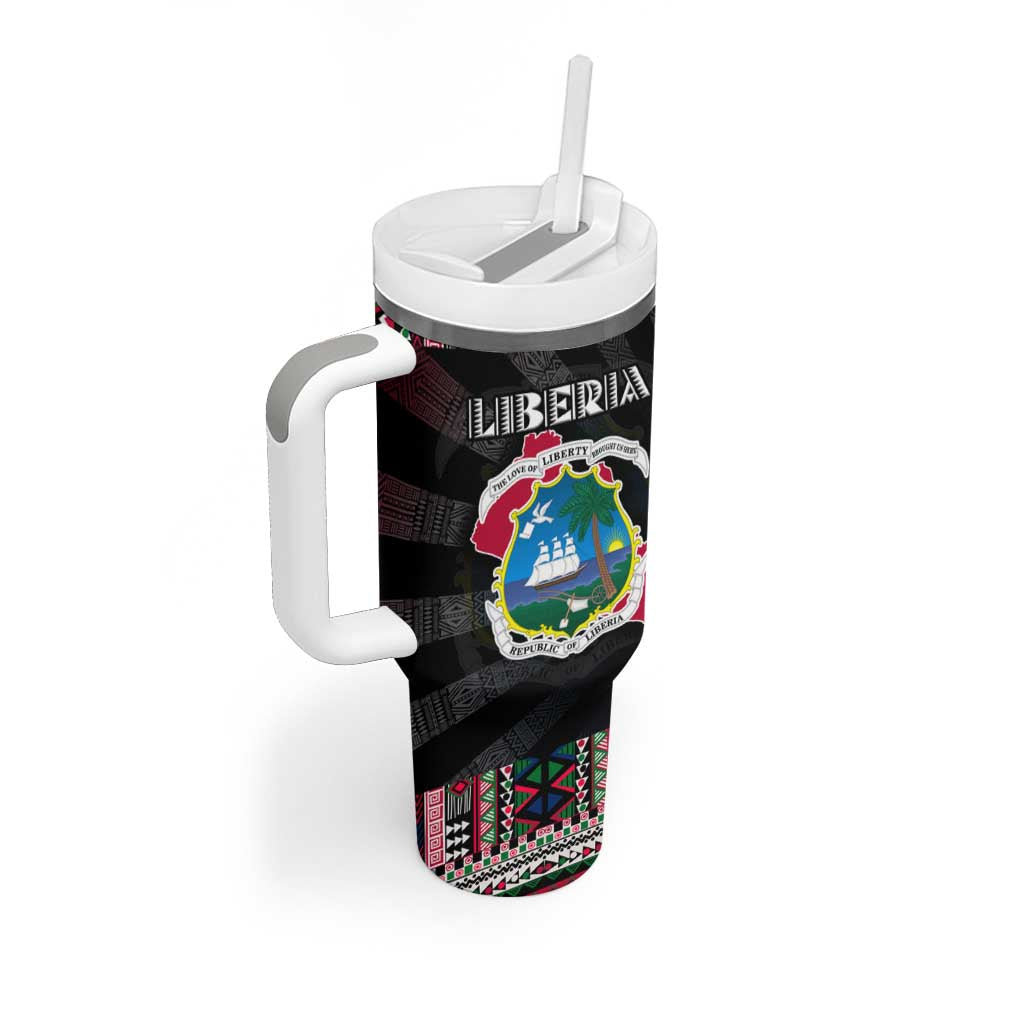 Liberia Roots Tumbler With Handle African Pride in Fingerprint and Tribal Colors DT02