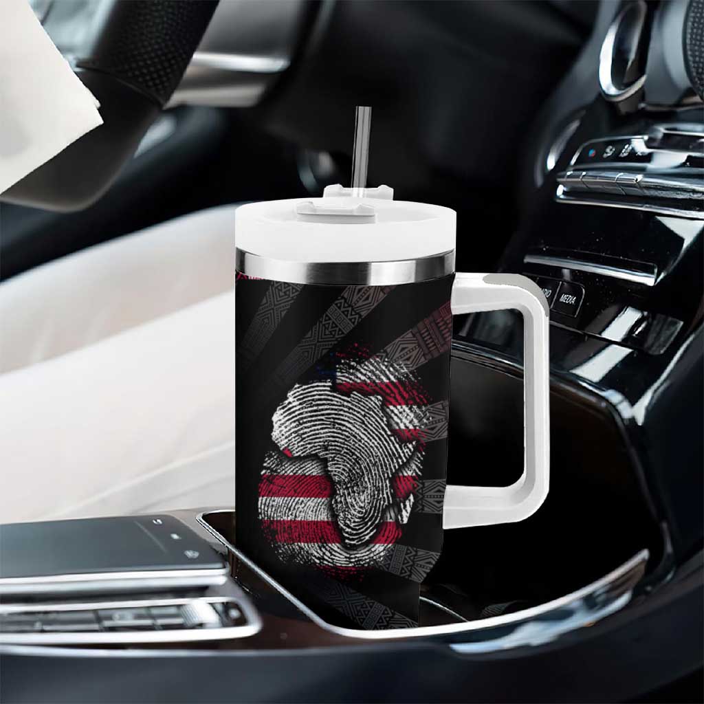 Liberia Roots Tumbler With Handle African Pride in Fingerprint and Tribal Colors DT02