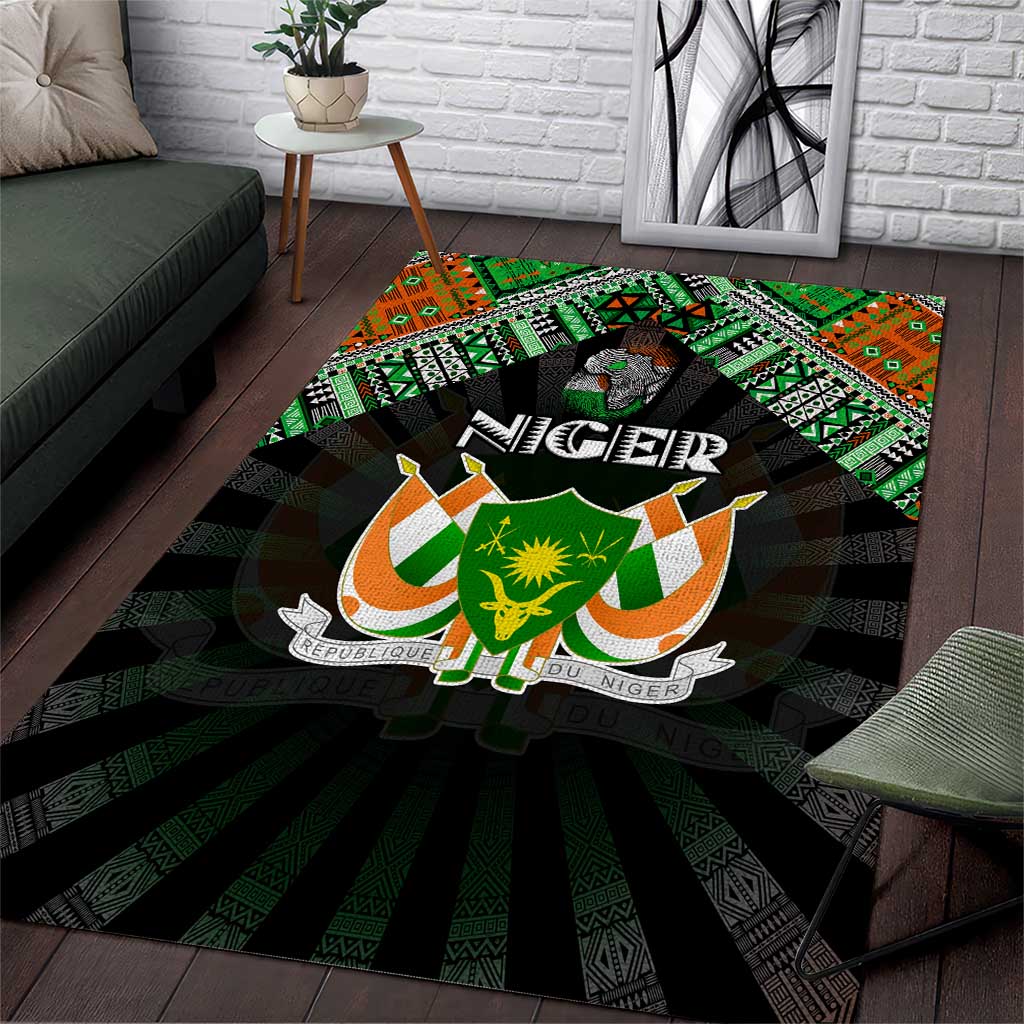 Niger Roots Area Rug African Pride in Fingerprint and Tribal Colors DT02