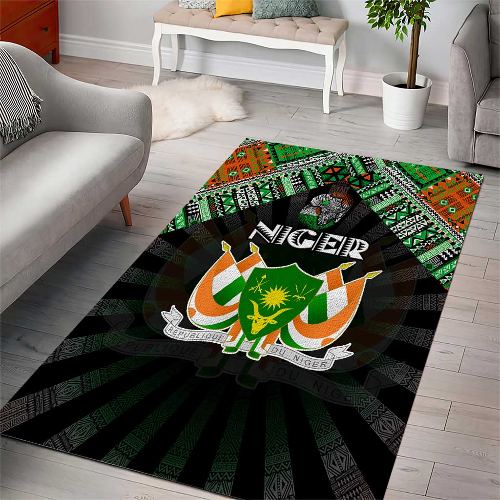 Niger Roots Area Rug African Pride in Fingerprint and Tribal Colors DT02